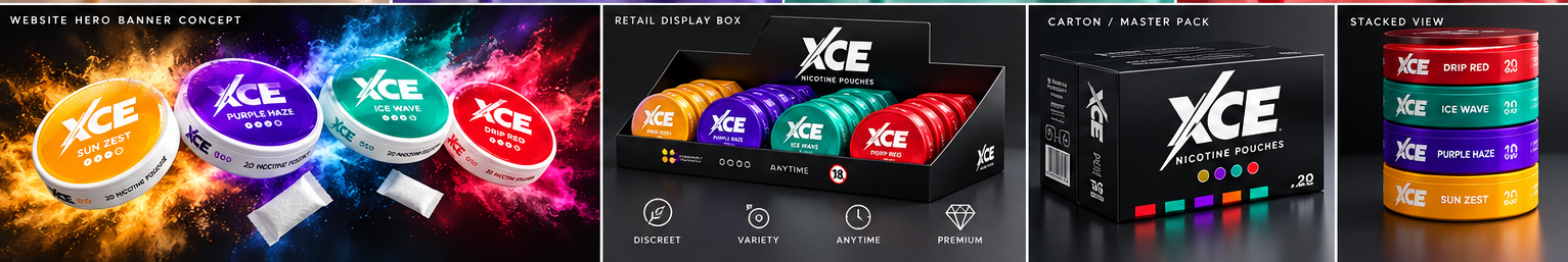 XCE nicotine pouch product range
